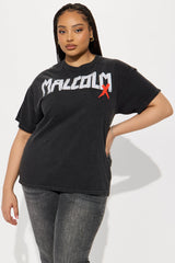 Malcolm X Washed Oversized Tee - Black