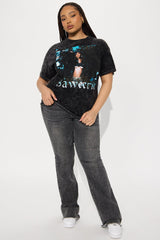 Saweetie Is It The Way Washed Oversized Tee - Black