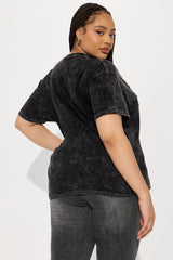 Saweetie Is It The Way Washed Oversized Tee - Black