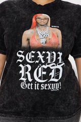 Sexyy Red Washed Oversized Tee - Black