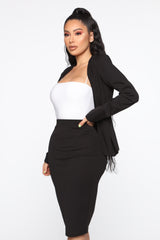 Payin' It Forward Blazer Skirt Set - Black