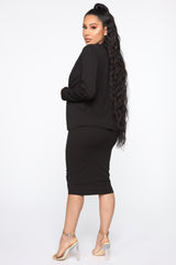 Payin' It Forward Blazer Skirt Set - Black