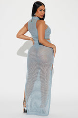 Butterfly Paradise Crochet Skirt Set - Light Blue