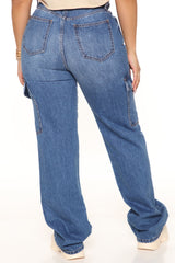 End Of Day Cargo Jeans - Medium Blue Wash