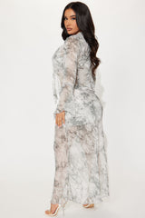 Good Habit Chiffon Skirt Set - Grey