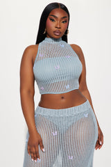 Butterfly Paradise Crochet Skirt Set - Light Blue