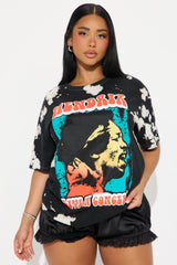 Jimi Hendrix Tie Dye Oversized Tee - Black