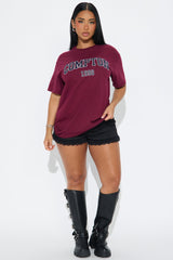 Compton Oversized Tee  - Burgundy
