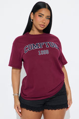 Compton Oversized Tee  - Burgundy