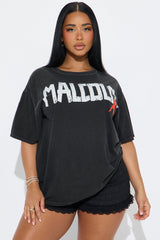 Malcolm X Washed Oversized Tee - Black