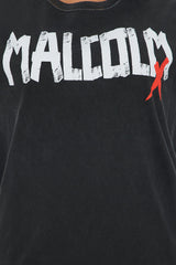 Malcolm X Washed Oversized Tee - Black