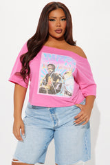 Jimi Hendrix Off Shoulder Top - Pink