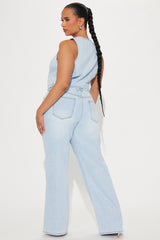 Her Desire Denim Pant Set - Light Wash