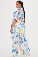 Walking On Seashells Pant Set - Cream/combo