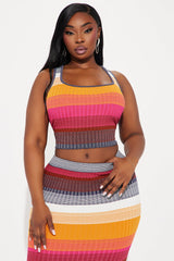 Summer Vibe Striped Metallic Skirt Set - Orange/combo