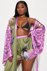 Above Status Satin Short Set - Green/combo