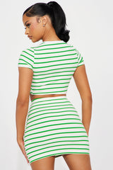 Damira Striped Skirt Set - Green