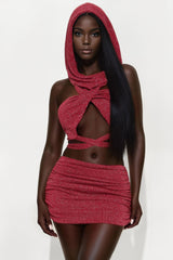 On My Terms Glitter Skirt Set - Burgundy