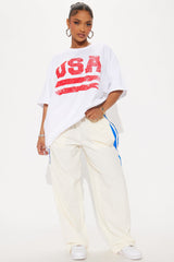 USA Summer Vibe Oversized Tee - White