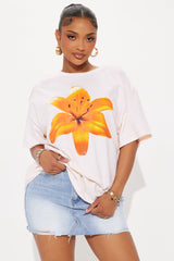 Dreamy Orchids Washed Graphic Tee - Peach