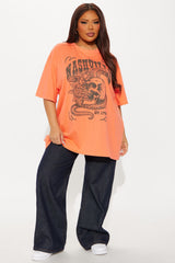 Nashville Skull Oversized Tee - Coral