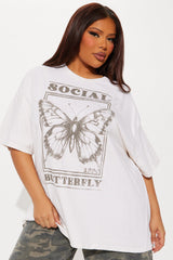 Social Butterfly Washed Graphic Tee - Stone