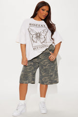 Social Butterfly Washed Graphic Tee - Stone