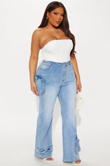 Brielle Bow Straight Leg Jeans - Light Wash