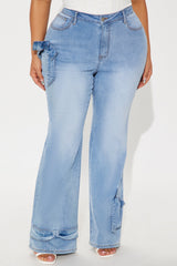 Brielle Bow Straight Leg Jeans - Light Wash
