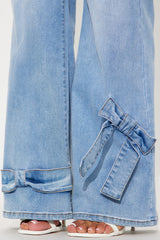 Brielle Bow Straight Leg Jeans - Light Wash