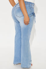 Brielle Bow Straight Leg Jeans - Light Wash