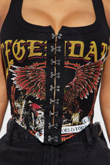 She's Legendary Graphic Corset - Black