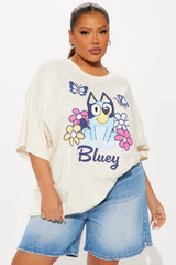 Bluey Butterflies Oversized Tee - Cream