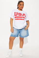 USA Summer Vibe Oversized Tee - White