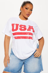 USA Summer Vibe Oversized Tee - White