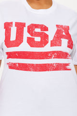 USA Summer Vibe Oversized Tee - White
