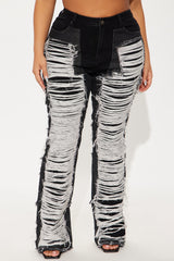 Know The Drill Shredded Bootcut Jeans - Black
