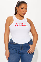Cool It Cowboy Tank Top - White