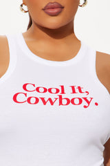 Cool It Cowboy Tank Top - White