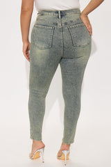 Don't Cross Me Lace Up Stretch Skinny Jeans - Vintage Wash