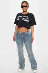 Make Love Not War Washed Cropped Tee - Black