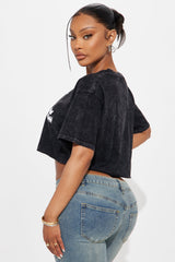 Make Love Not War Washed Cropped Tee - Black