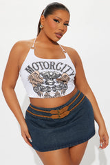 Motocity Skull Legacy Halter Top - White