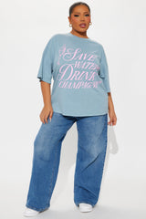 Save Water Drink Champagne Washed Tee - Indigo