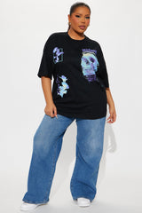 Skull Multi Hit Washed Boxy Tee - Black