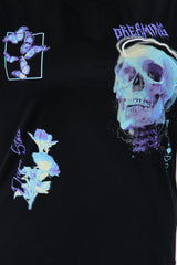 Skull Multi Hit Washed Boxy Tee - Black