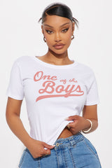 One Of The Boys Baby Tee - White