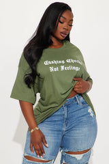 Cashing Checks Not Feelings Tee - Olive