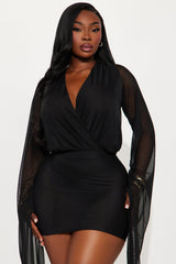 Blacklisted Bodysuit Mesh Mini Skirt Set - Black