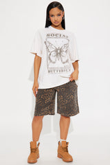 Social Butterfly Washed Graphic Tee - Stone